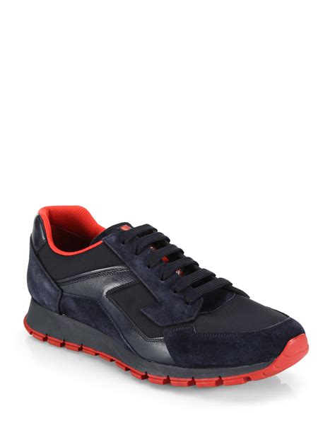 prada shoes light blue|Prada blue suede sneakers.